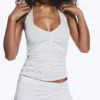 Ruched Halter Jersey Top – Grey Melange Ruched Halter Jersey Top – Grey Melange