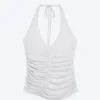 Ruched Halter Jersey Top – Grey Melange Ruched Halter Jersey Top – Grey Melange
