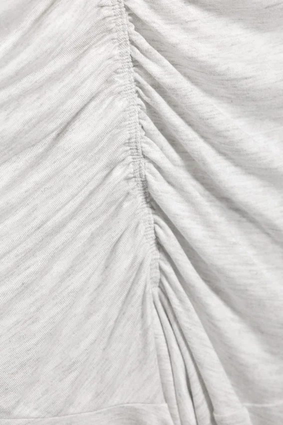 Ruched Halter Mini Dress – Light Dusty Grey Melange Ruched Halter Mini Dress – Light Dusty Grey Melange