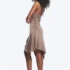 Ruched Halter Mini Dress – Washed Brown Ruched Halter Mini Dress – Washed Brown