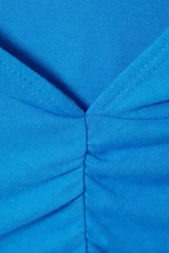Ruched Hooded Tank Top – Blue