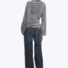 Ruched Long-Sleeved T-Shirt – Black/Grey Stripe Ruched Long-Sleeved T-Shirt – Black/Grey Stripe