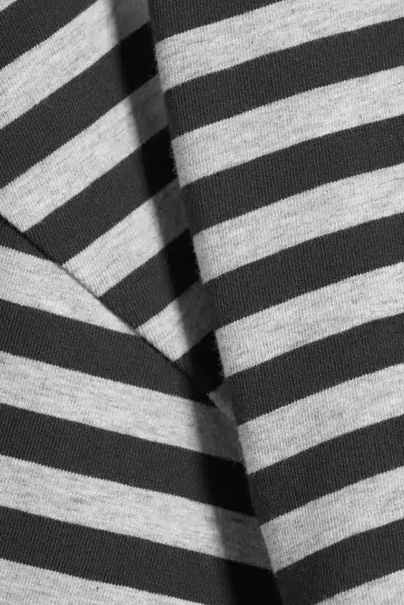 Ruched Long-Sleeved T-Shirt – Black/Grey Stripe Ruched Long-Sleeved T-Shirt – Black/Grey Stripe