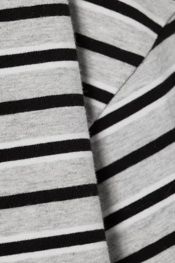 Ruched Long-Sleeved T-Shirt – Striped Grey Melange Ruched Long-Sleeved T-Shirt – Striped Grey Melange