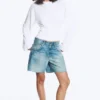 Ruched Long-Sleeved T-Shirt – White Ruched Long-Sleeved T-Shirt – White