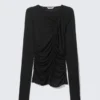 Ruched Long-Sleeved Top – Black Ruched Long-Sleeved Top – Black