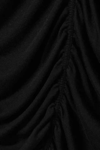 Ruched Long-Sleeved Top – Black
