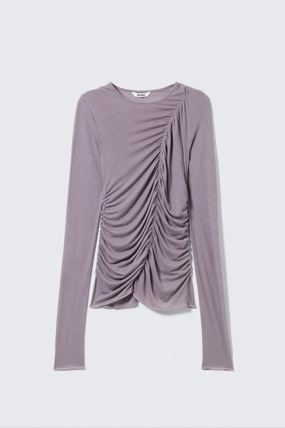 Ruched Long-Sleeved Top – Lilac Ruched Long-Sleeved Top – Lilac