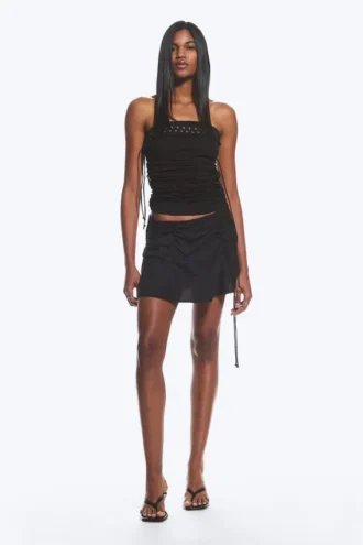 Ruched Mini Skirt – Black