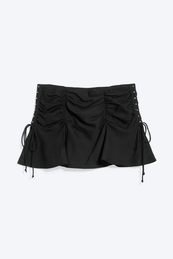 Ruched Mini Skirt – Black Ruched Mini Skirt – Black