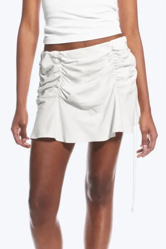 Ruched Mini Skirt – Light Dusty Beige