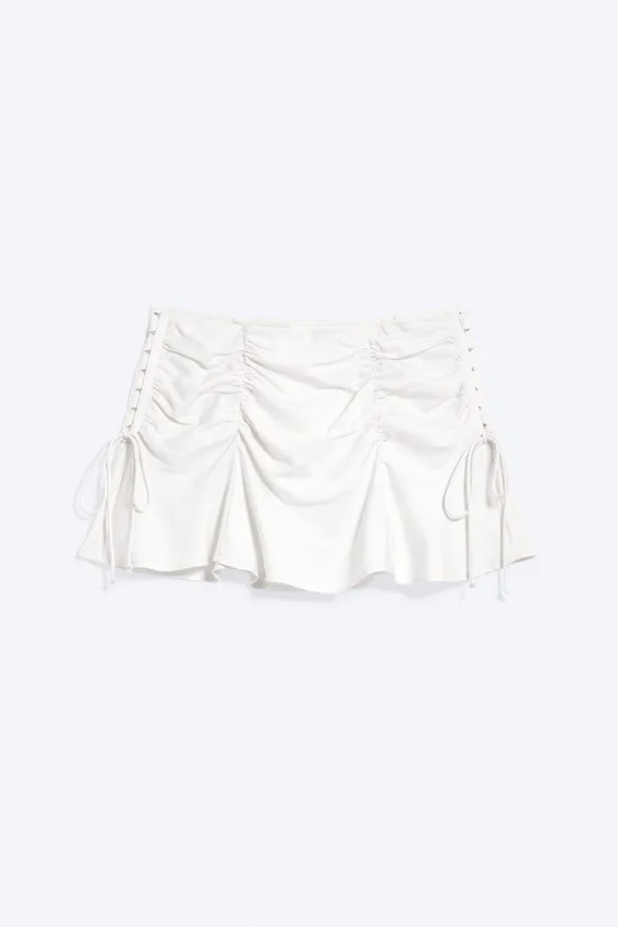 Ruched Mini Skirt – Light Dusty Beige Ruched Mini Skirt – Light Dusty Beige