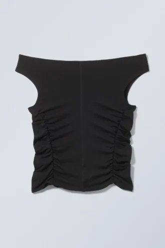 Ruched off Shoulder Top – Black