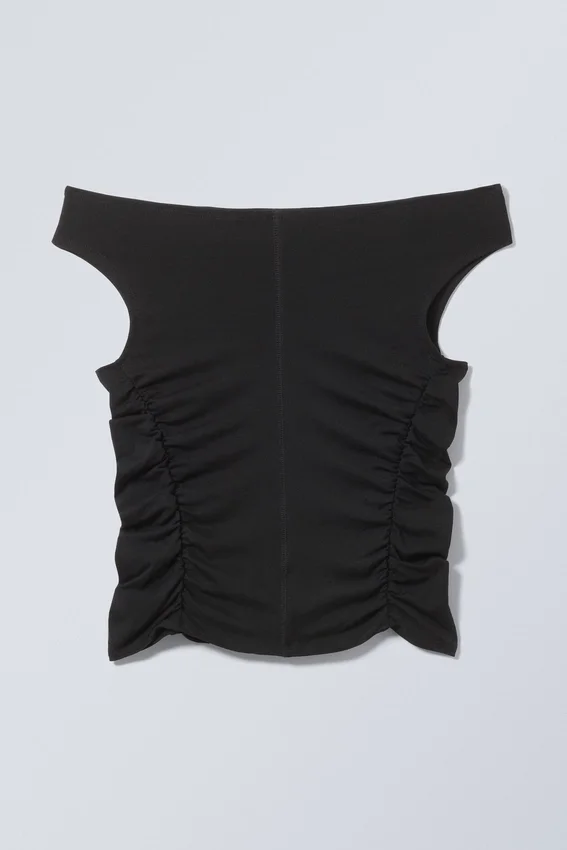 Ruched off Shoulder Top – Black Ruched off Shoulder Top – Black