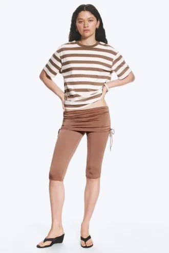 Ruched Regular Capri Pants – Dusty Brown