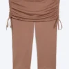 Ruched Regular Capri Pants – Dusty Brown Ruched Regular Capri Pants – Dusty Brown