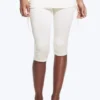 Ruched Regular Capri Pants – White Ruched Regular Capri Pants – White