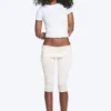 Ruched Regular Capri Pants – White Ruched Regular Capri Pants – White
