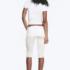 Ruched Regular Capri Pants – White Ruched Regular Capri Pants – White