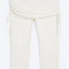 Ruched Regular Capri Pants – White Ruched Regular Capri Pants – White