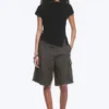 Ruched Short-Sleeved Top – Black Ruched Short-Sleeved Top – Black