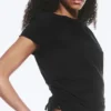 Ruched Short-Sleeved Top – Black Ruched Short-Sleeved Top – Black