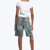 Ruched Short-Sleeved Top – White Ruched Short-Sleeved Top – White