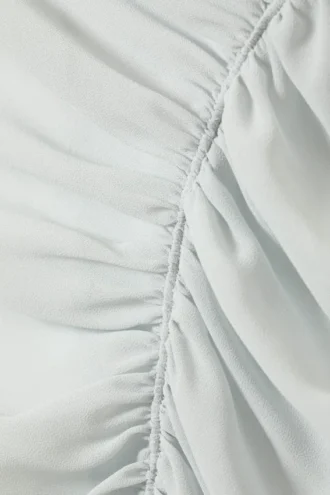 Ruched Sleeveless Crepe Top – Light Grey