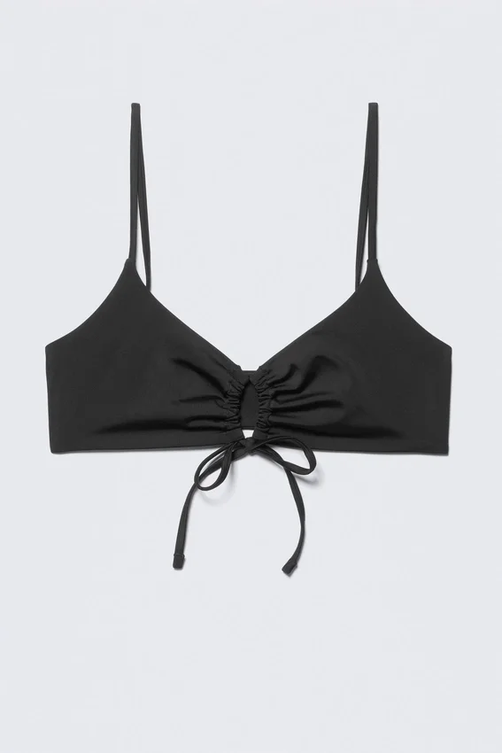 Ruched Triangle Bikini Top – Black Ruched Triangle Bikini Top – Black