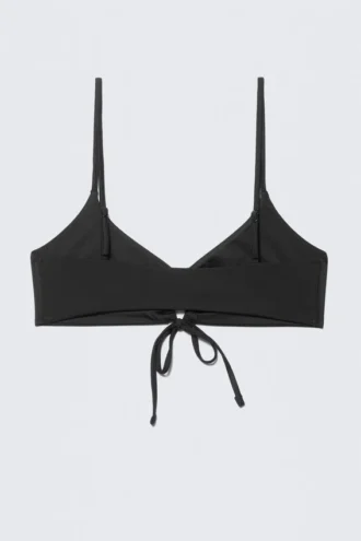Ruched Triangle Bikini Top – Black