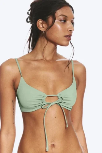Ruched Triangle Bikini Top – Green