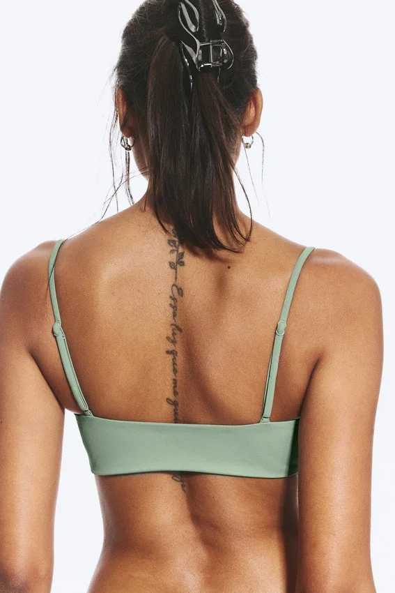 Ruched Triangle Bikini Top – Green Ruched Triangle Bikini Top – Green