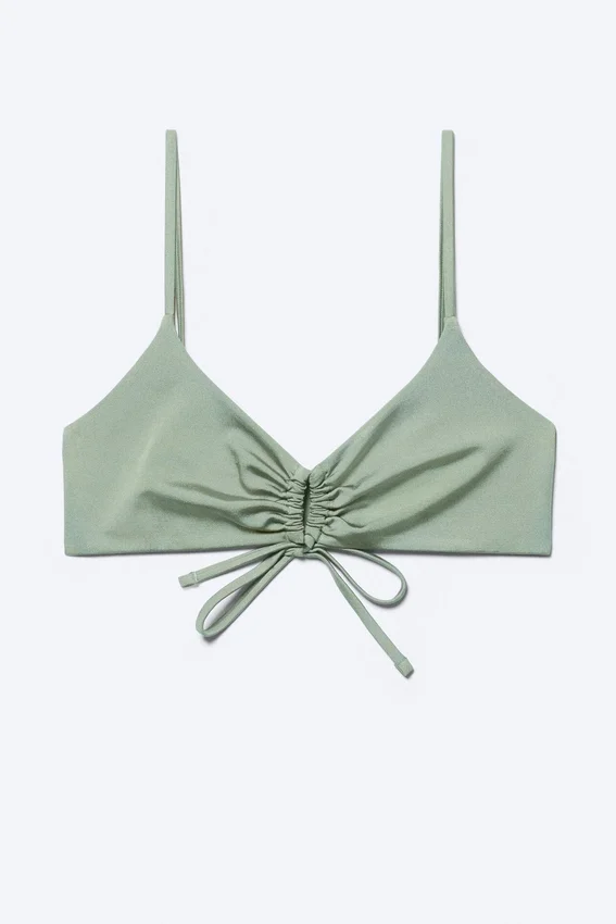 Ruched Triangle Bikini Top – Green Ruched Triangle Bikini Top – Green