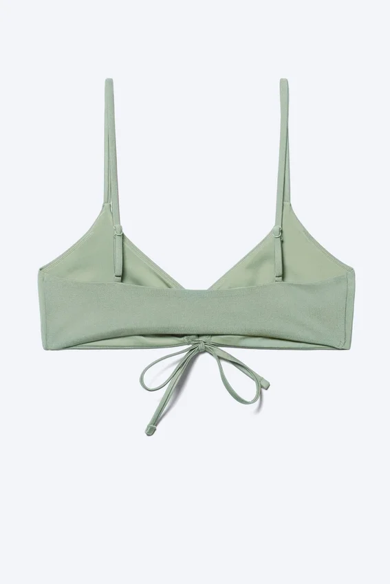 Ruched Triangle Bikini Top – Green Ruched Triangle Bikini Top – Green