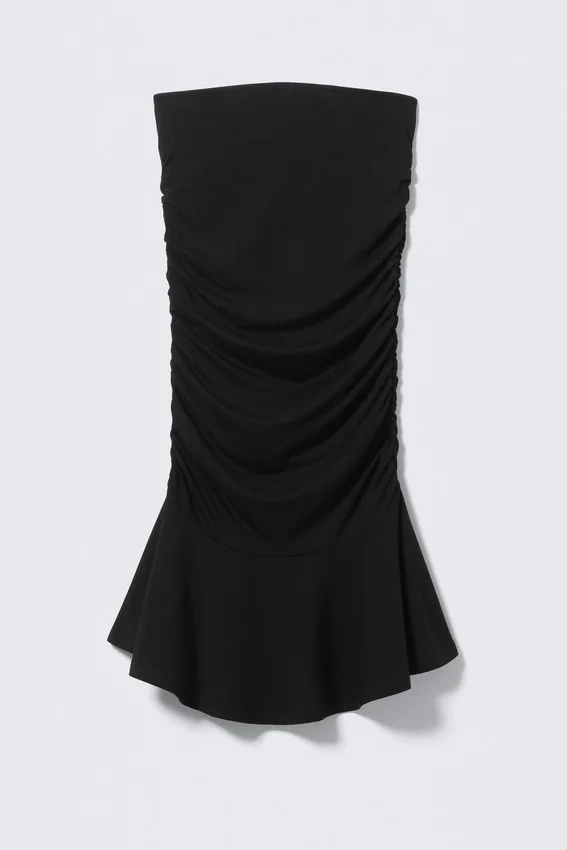 Ruched Tube Mini Dress – Black Ruched Tube Mini Dress – Black