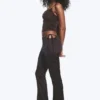 Satin Cut-Out Flared Trousers – Dark Brown Satin Cut-Out Flared Trousers – Dark Brown
