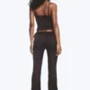 Satin Cut-Out Flared Trousers – Dark Brown Satin Cut-Out Flared Trousers – Dark Brown