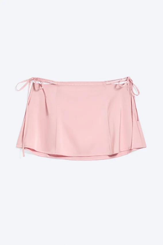 Satin Cut-Out Mini Skirt – Light Pink Satin Cut-Out Mini Skirt – Light Pink