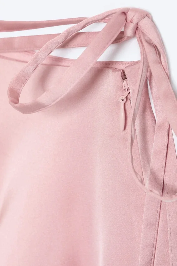 Satin Cut-Out Mini Skirt – Light Pink Satin Cut-Out Mini Skirt – Light Pink