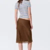 Satin Lace Midi Skirt – Dark Brown Satin Lace Midi Skirt – Dark Brown