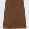 Satin Lace Midi Skirt – Dark Brown Satin Lace Midi Skirt – Dark Brown