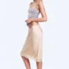Satin Lace Midi Skirt – Dusty Pink Satin Lace Midi Skirt – Dusty Pink
