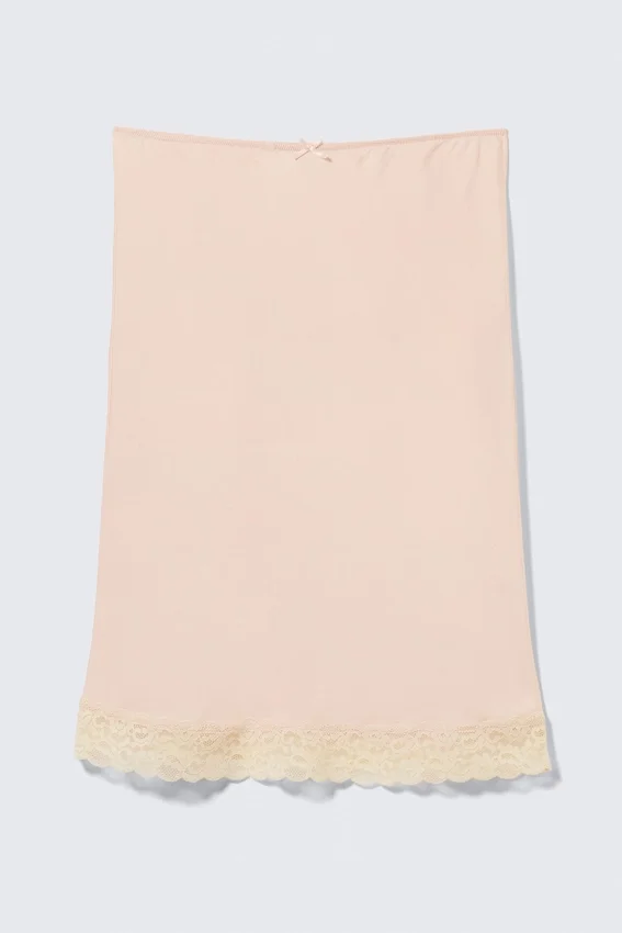Satin Lace Midi Skirt – Dusty Pink Satin Lace Midi Skirt – Dusty Pink