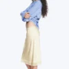 Satin Lace Midi Skirt – Light Dusty Beige Satin Lace Midi Skirt – Light Dusty Beige