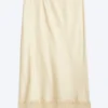 Satin Lace Midi Skirt – Light Dusty Beige Satin Lace Midi Skirt – Light Dusty Beige