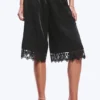 Satin Lace Shorts – Black Satin Lace Shorts – Black