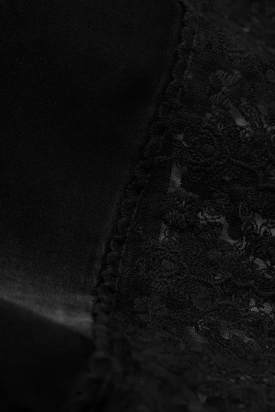Satin Lace Shorts – Black Satin Lace Shorts – Black