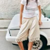 Satin Lace Shorts – Dusty White Satin Lace Shorts – Dusty White