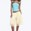 Satin Lace Shorts – Dusty White Satin Lace Shorts – Dusty White