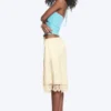 Satin Lace Shorts – Dusty White Satin Lace Shorts – Dusty White